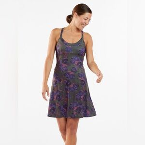 Title Nine Built-In Bra Yes Dress Strappy Green Floral Active Athletic Size XL